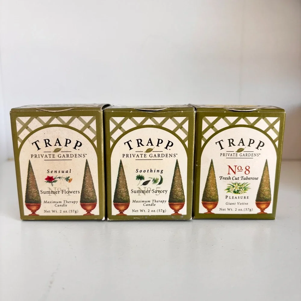 Crabtree & Evelyn Candles Trapp Private Gardens‎ Lot 3 No 1 No 5 No 8 New